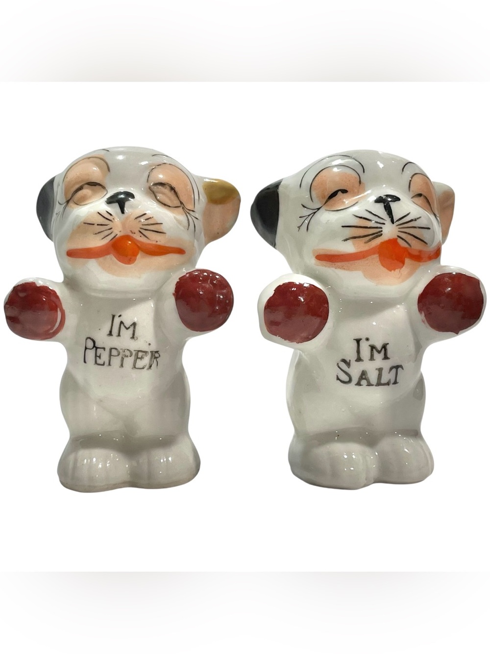 Vintage 1940s Bonzo The Dog I'm Salt & I'm Pepper Ceramic Shakers Made in Japan - Picture 5 of 8